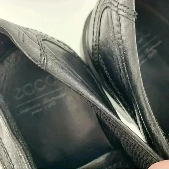 Ecco mens size 44 10-10.5 black leather comfort orthopedic bicycle toe oxfords main image 14